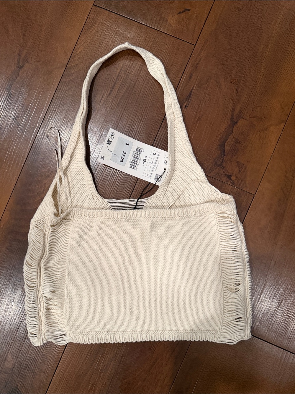 ZARA Cream Knit Cropped Top - Picture 2 of 2
